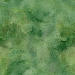Seamless textured green background watercolor wash, hand drawn high quality design element. Great as a landscape element, grass patch, soft background for cards, posters, compositions and prints © Ekaterina