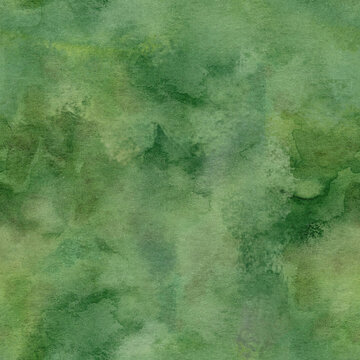 Seamless textured green background watercolor wash, hand drawn high quality design element. Great as a landscape element, grass patch, soft background for cards, posters, compositions and prints