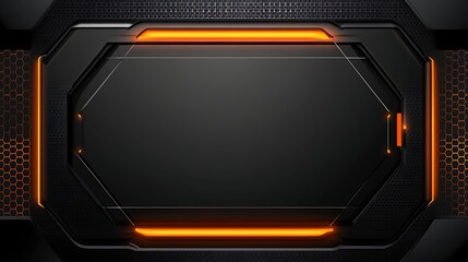 Obraz premium Futuristic Panel, Orange Light, Black Design