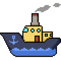 pixel art of sea travel sail ship