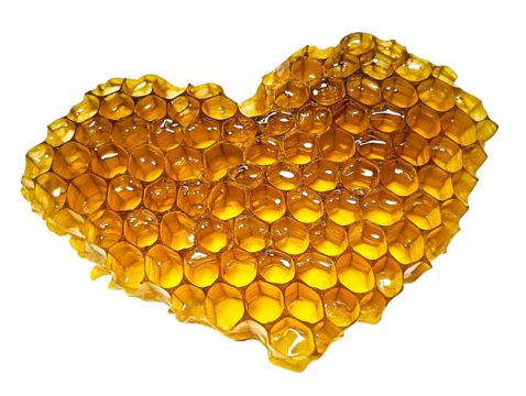 Isolated Photo of Honeycomb Heart Shape Detail in Yellow and Gold
