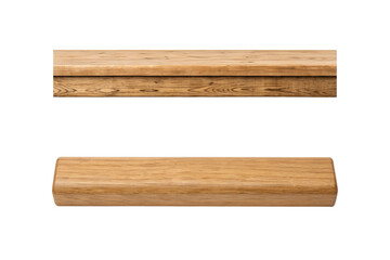 Obraz premium Close up view of wooden pieces, top one stacked on a second transparent background