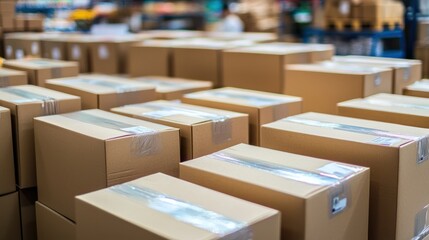 A wholesaler packaging bulk products into smaller boxes for resale.