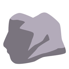 A stylized gray and purple rock illustration with shaded areas adding depth, creating a natural, minimal representation of stone texture for geology, landscape, and artistic projects.