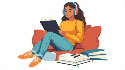 young woman reading a book