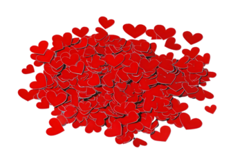 Isolated Pile of Red Hearts on Transparent Background Illustration