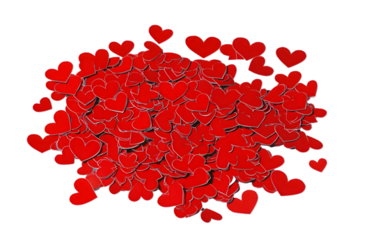Isolated Pile of Red Hearts on Transparent Background Illustration