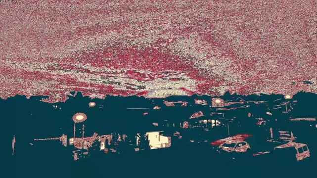 Retro Posterize Animation of Salak Mountain Cityscape