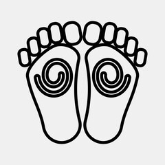Icon buddha feet. Buddhism and vesak elements. Icon in line style.