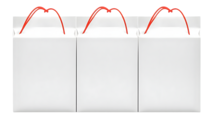 Isolated Illustration of Three White Shopping Bags With Red Handles