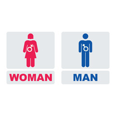 Male and female icon with gender symbols illustration