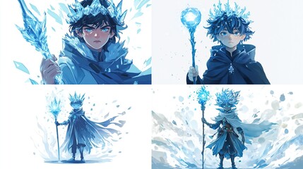 Obraz premium Ice-themed fantasy boy illustrations