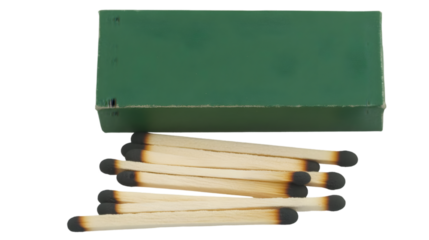 Isolated Matches and Green Box on Transparent Background Photo