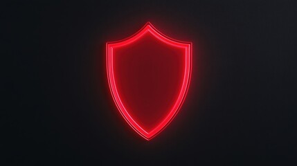 Fototapeta premium A glowing red shield icon symbolizes digital security or protection on a dark background.