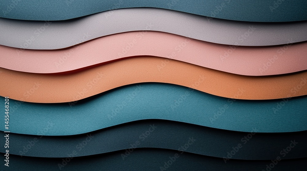 Poster layered abstract waves in pastel colors create a smooth and modern textured background.