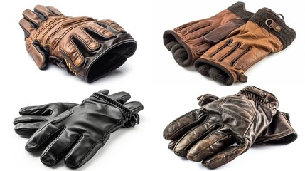 Four pairs of leather motorcycle gloves
