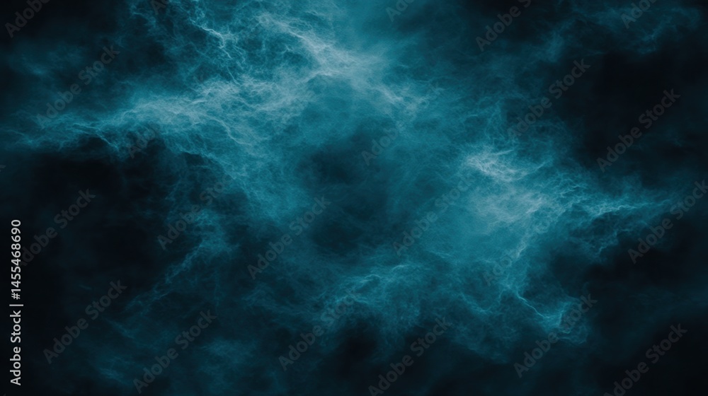 Poster abstract blue smoke or mist swirls across a dark background, creating a mysterious and ethereal visu