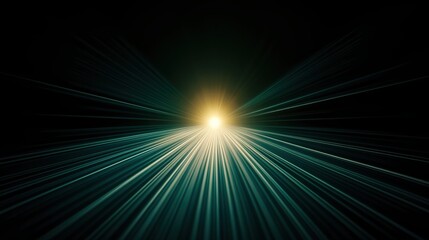A bright light source radiates beams outward, creating a dynamic, futuristic, and energetic visual effect against a dark background.
