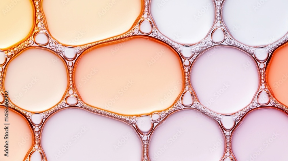 Poster close-up of colorful soap bubbles forming interconnected patterns with soft pastel hues.
