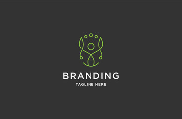 Green people logo icon design template flat vector