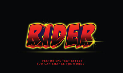 rider cartoon text effect illustration