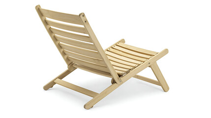 A wooden chair is laid out on a white background