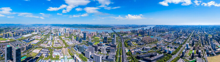 Fototapeta premium Cityscape of Binjiang District, Hangzhou, Zhejiang Province, China