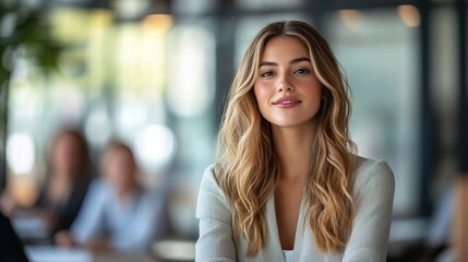 A young female entrepreneur leading a business pitch to investors 