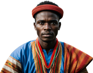 congo african guy in traditional folk attire portrait.png transparent background isolated png stock