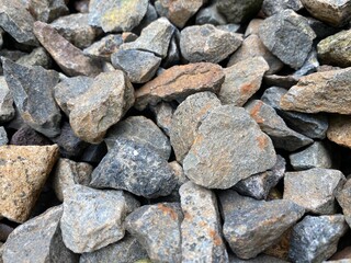 Granite crushed stone from solid rock of granular structure