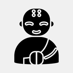 Icon monk. Buddhism and vesak elements. Icon in glyph style.