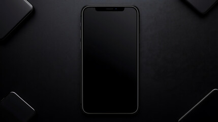 A black phone is on a black background