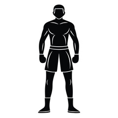 Silhouette of Strong Man Raising Fist in Victory or Protest