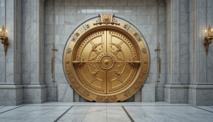 Obraz premium Vault Door in Secure Stone Room with Detailed Design
