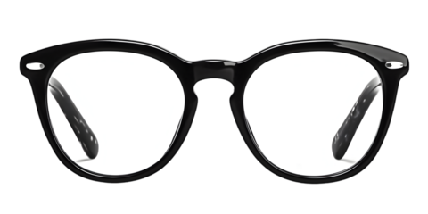 Isolated Photo of Black Round Eyeglasses with Transparent Lenses Illustration
