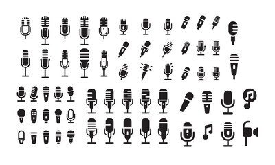 ten set of microphone icon, karaoke mic icon, podcast icon illustration..eps