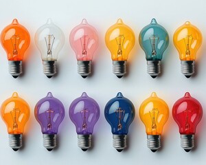 Colorful light bulbs arranged in a grid pattern (4)