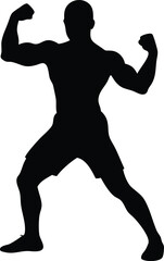 Silhouette of Strong Man Raising Fist in Victory or Protest