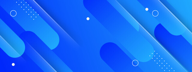 Abstract blue background with white circles is a versatile design suitable for web banners, presentation slides, or social media graphics.