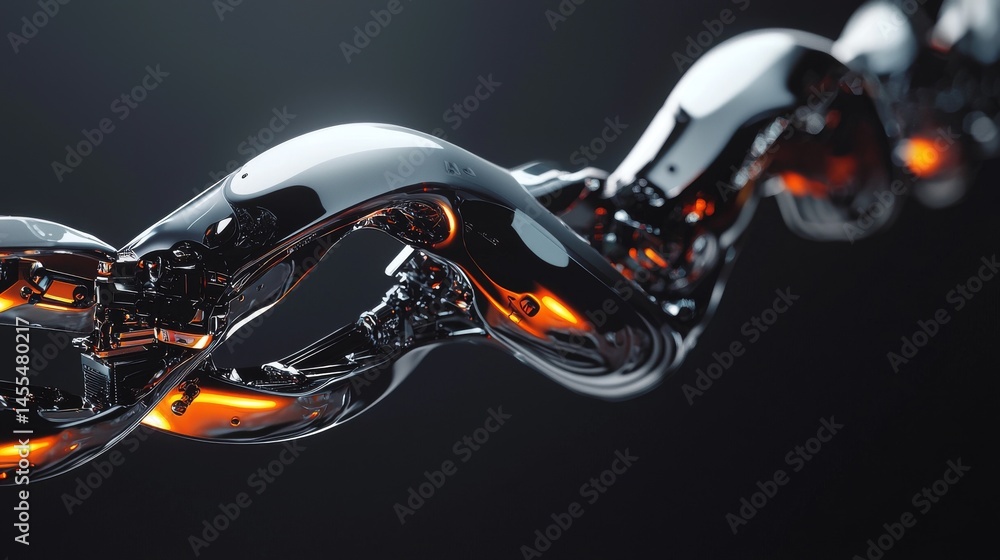 Poster a close-up of a futuristic chain with glowing elements and a sleek design.