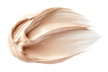 Realistic Beige Swirl Makeup Cream Brushstroke Isolated on Transparent Background