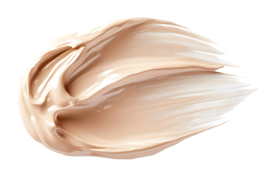 Realistic Beige Swirl Makeup Cream Brushstroke Isolated on Transparent Background
