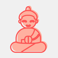 Icon meditation. Buddhism and vesak elements. Icon in two tone style.