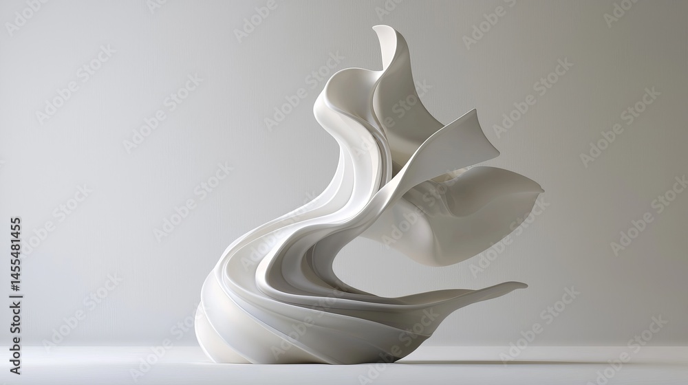 Poster a dynamic and modern abstract sculpture showcasing flowing forms and elegant lines.