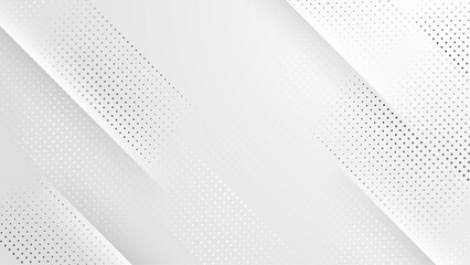 White background with gray dots in a pattern. Suitable for backgrounds, wallpapers, stationery, textiles, and minimalist designs with a modern twist.