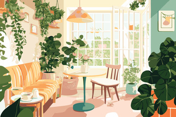 dining room interior with sunlight