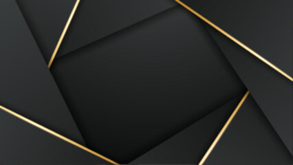 Black abstract background with gold lines. Perfect for luxury branding, elegant design projects, or sophisticated marketing materials. Ideal for upscale concepts.