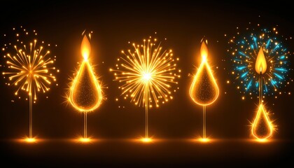 Naklejka premium Sparkler candles in various colors