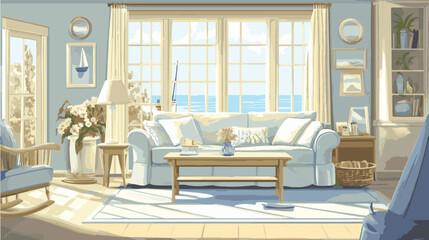 vector villa on the beach