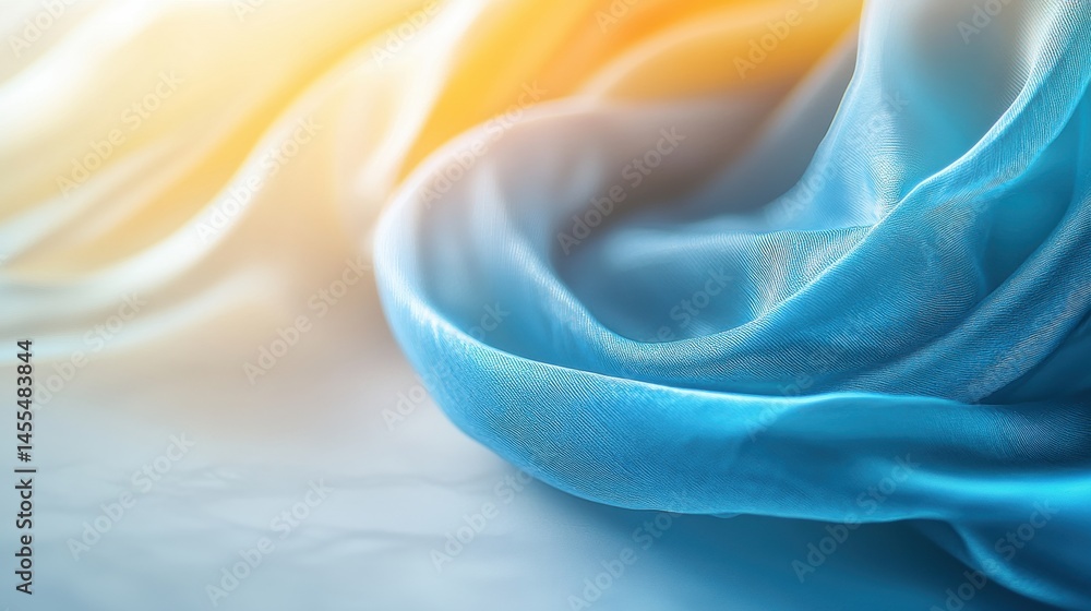 Aufkleber a smooth, flowing blue fabric captures soft light, creating a tranquil atmosphere and showcasing its